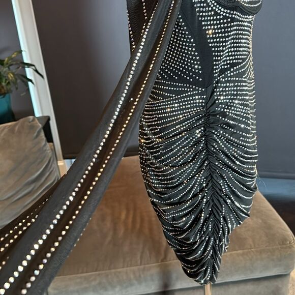 Women’s Short Sexy Black Beaded BodyCon Party Dress Deep V-Neck Size XXL NWOT - Picture 6 of 14